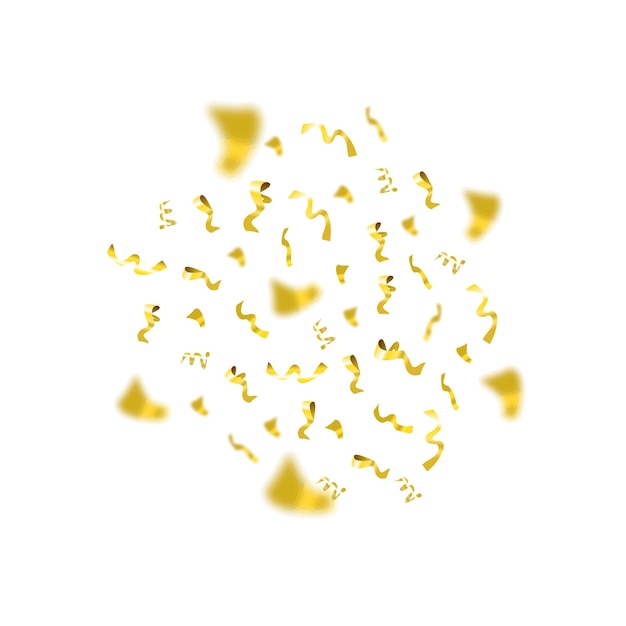 Vector Flying Confetti Circle Isolated on White Background Golden Paper Pieces