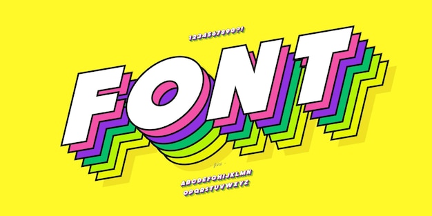 Vector font 3d style trendy typography