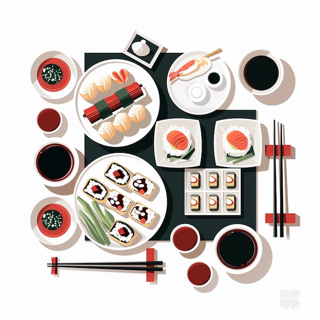 Vector vector food chinese illustration asian restaurant design isolated dinner symbol icon mea