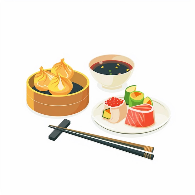 Vector vector food chinese illustration asian restaurant design isolated dinner symbol icon mea