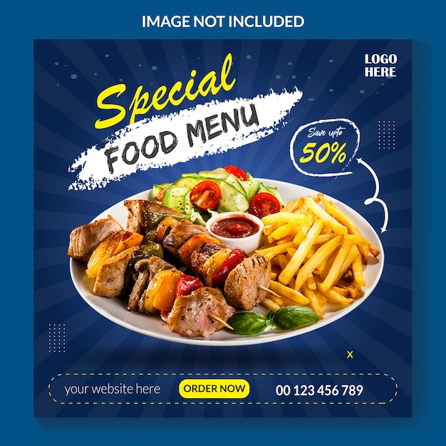 vector food menu design restaurant social media poster design template