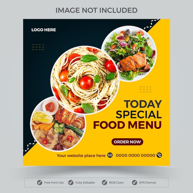 Vector food menu social media post banner template