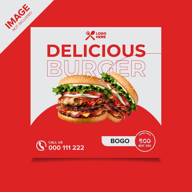 Vector food promotional banner for social media