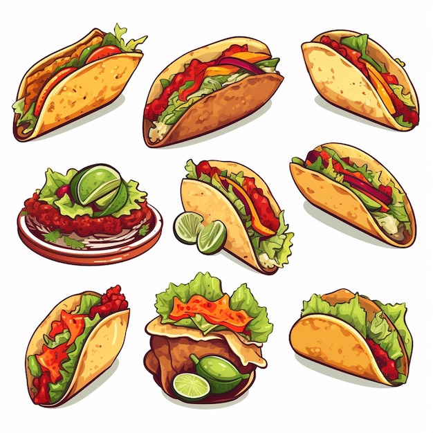 vector food taco mexican illustration design mexico tortilla restaurant graphic background