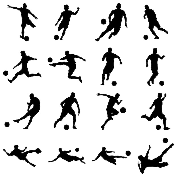 Vector football soccer players silhouettes