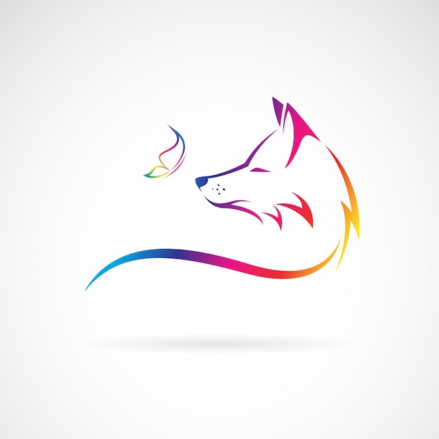 Vector of fox head and butterfly on white background Wild Animals Easy editable layered vector illustration