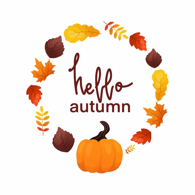 Vector Frame Circle Autumn Leaves Background Pattern