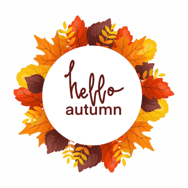 Vector Frame Circle Autumn Leaves Background Pattern