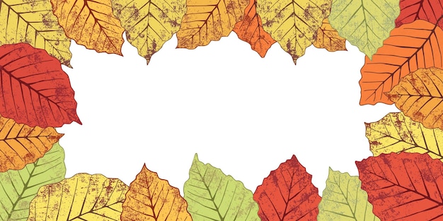 Vector frame of dry leaves autumn