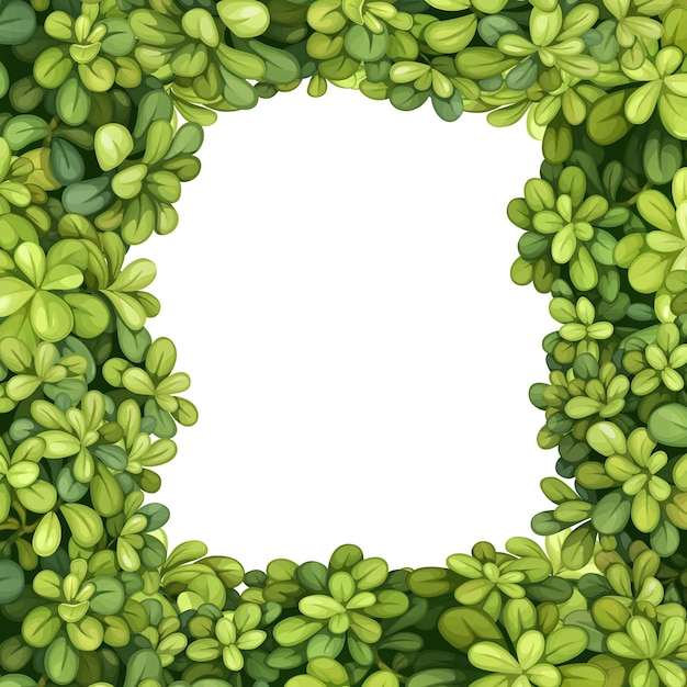 Vector frame from green round leaves on white background