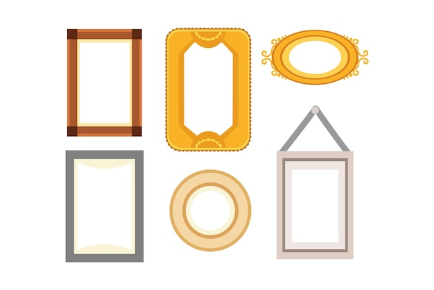 Vector frame gallery set collection Rectangular and square art framework isolated