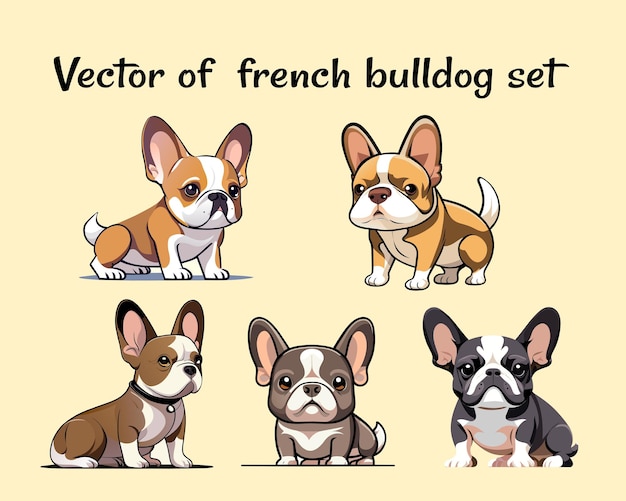 Vector vector of french bulldog set