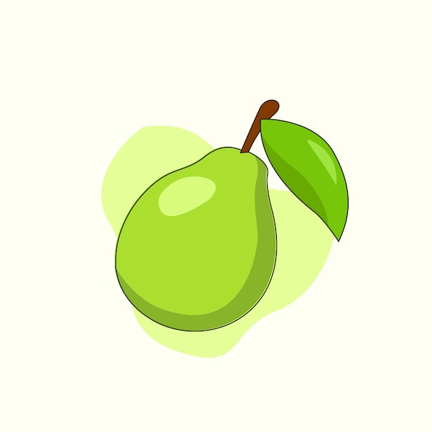 Vector fresh green guava fruit hand drawn cartoon illustration