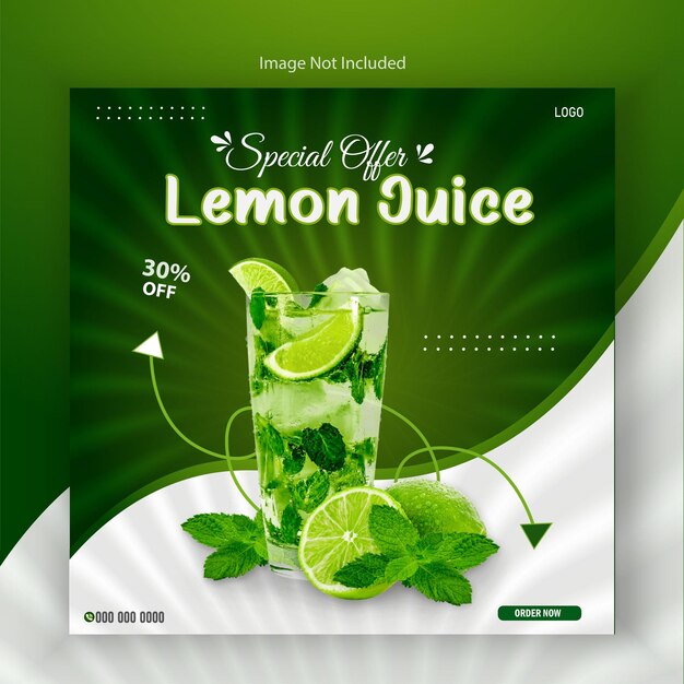 Vector vector fresh and healthy lemon juice sale social media post template