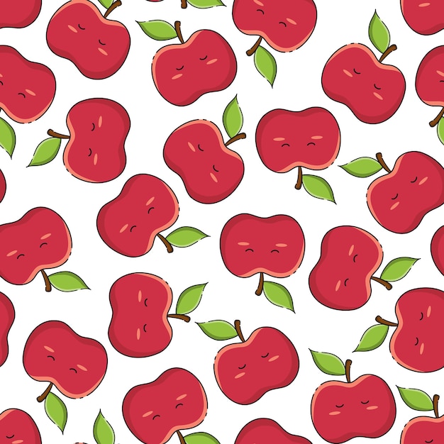 Vector fruit seamless pattern Cute modern image of a red apple on a white background Cute pattern for packaging paper design Modern Linear Art