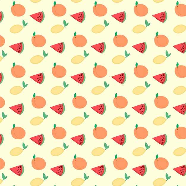 Vector fruit seamless pattern Juicy watermelons oranges lemon