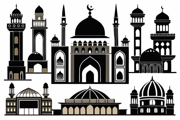 Vector vector full mosque silhouette illustration