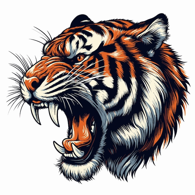 vector furious tiger bark isolated illustration design