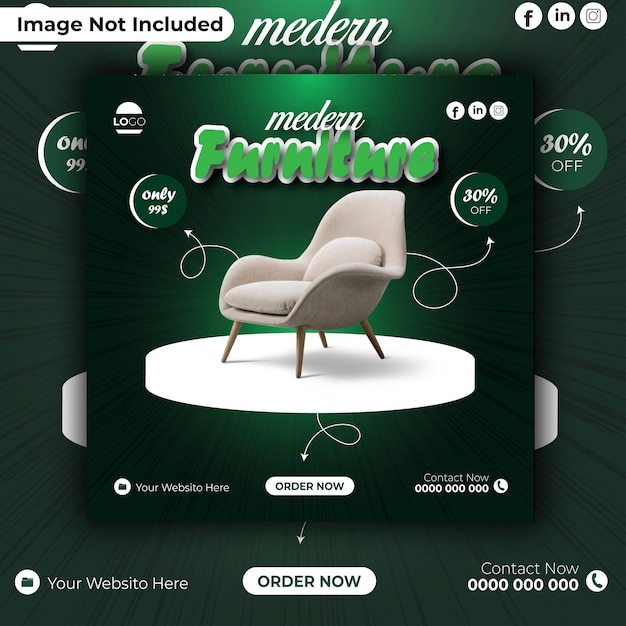 Vector furniture sales promotion instagram post template