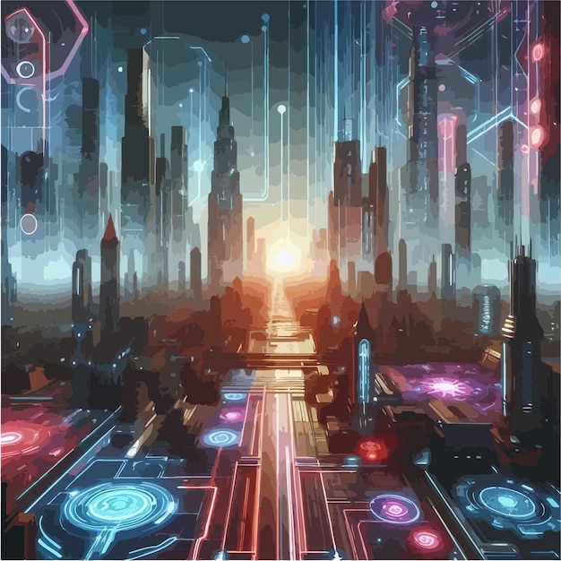 Vector vector of a futuristic city background