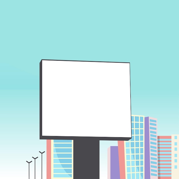 Vector vector futuristic city with billboards illustration