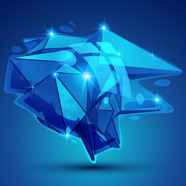 Vector futuristic object with sparkling effect dimensional textured deformed figure