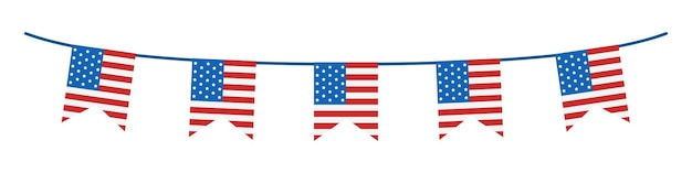 Vector garland of USA flags Independence day bunting United states flags America