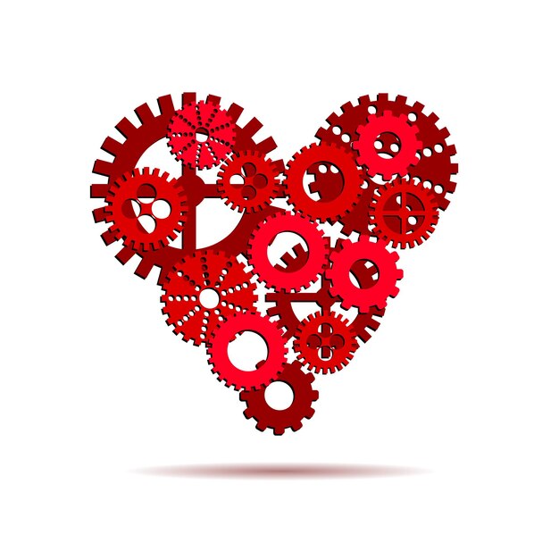 Vector vector gears perfect heart concept