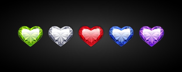 Vector Gem Hearts Set