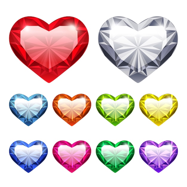 Vector vector gem hearts set