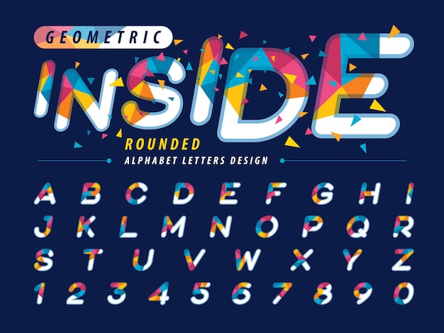 Vector of Geometric Alphabet Letters Modern Colorful Triangle Fonts Rounded Bold Italic style