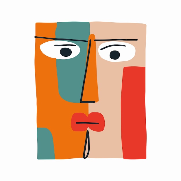 Vector geometric illustration of a face in a flat style