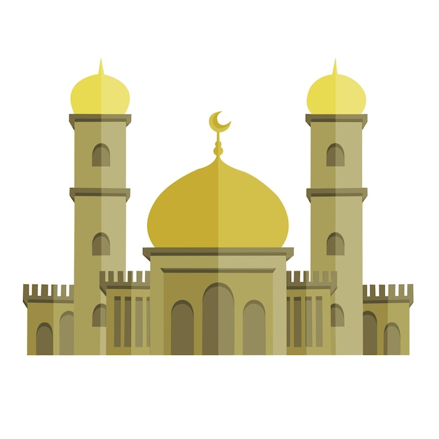 Vector Geometric Islamic Mosque with Flat Design Art Illustration