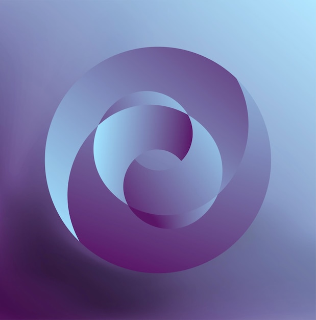 Vector geometric object Abstract shape with circles Purple and blue color 3d object