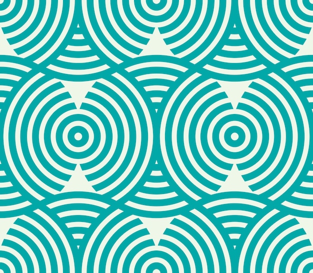 Vector geometric seamless pattern, abstract endless composition created with overlay curls and circles. Colorful background with intertwine curves.