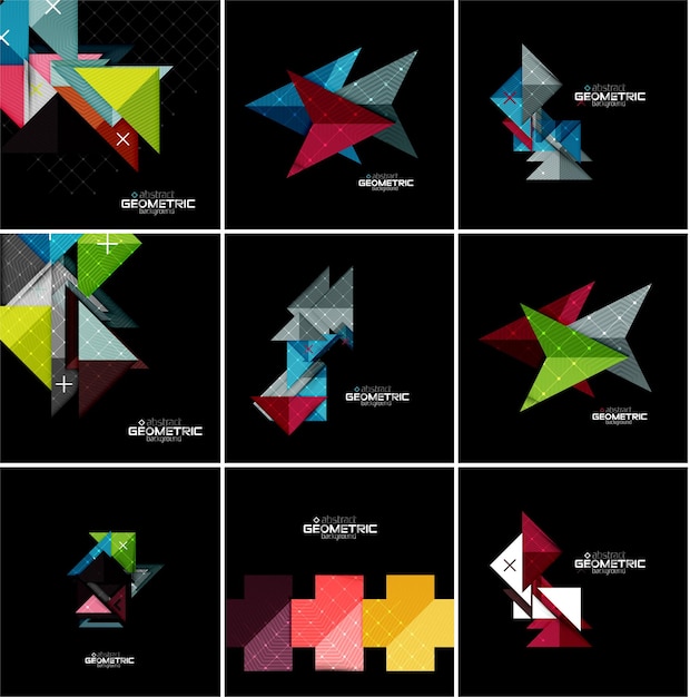 Vector geometrical banner set