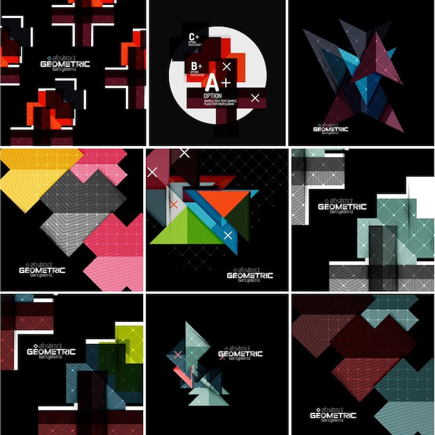 Vector geometrical banner set