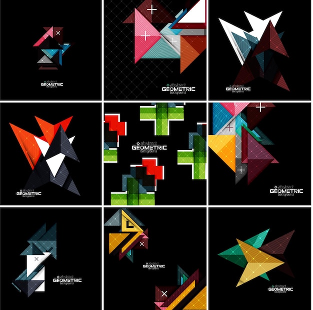 Vector geometrical banner set