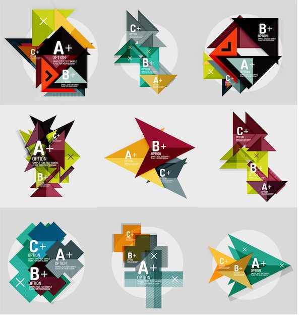 Vector geometrical banner set