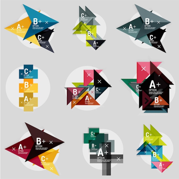 Vector geometrical banner set