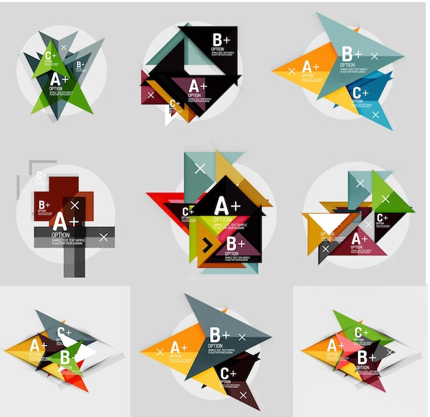 Vector geometrical banner set