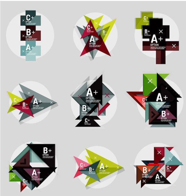 Vector geometrical banner set