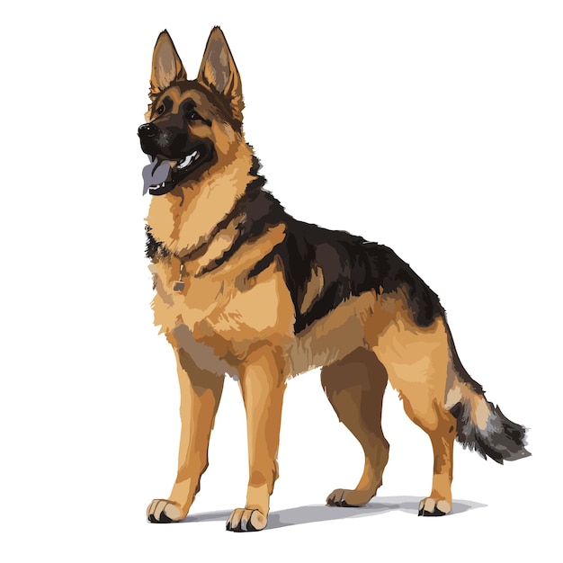 Vector German Shepherd Dog animal clipart editable white background