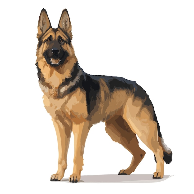 Vector German Shepherd Dog animal clipart editable white background