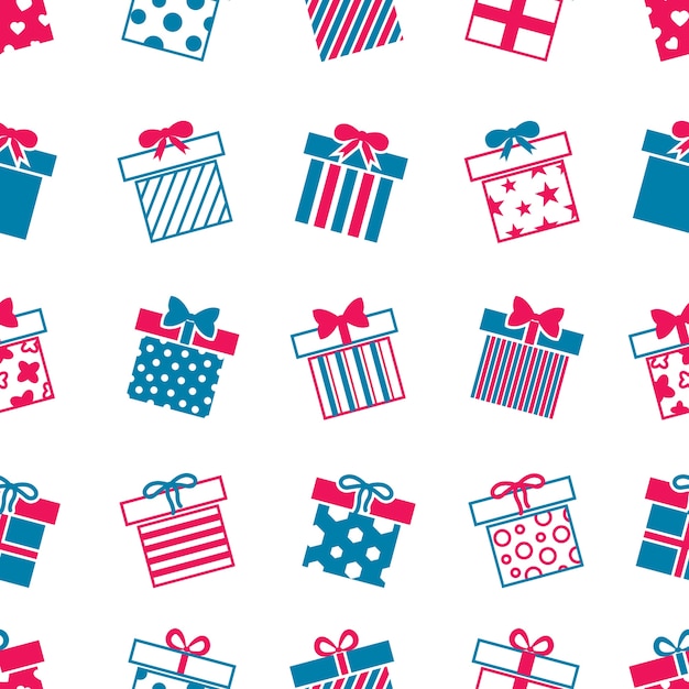 Vector gift boxes seamless pattern. 