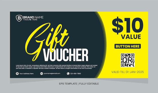 Vector Gift Voucher Design Template. Gift Voucher Template Promotion Sale Discount