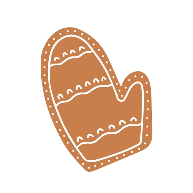 Vector ginger cookie in mitten shape with white icing clipart