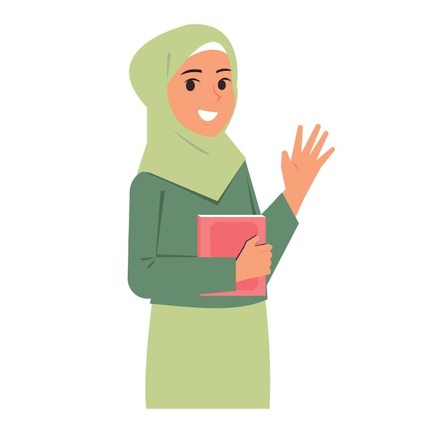 Vector girl holding quran