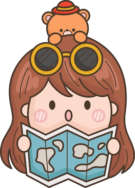 a vector of a girl ready to travel