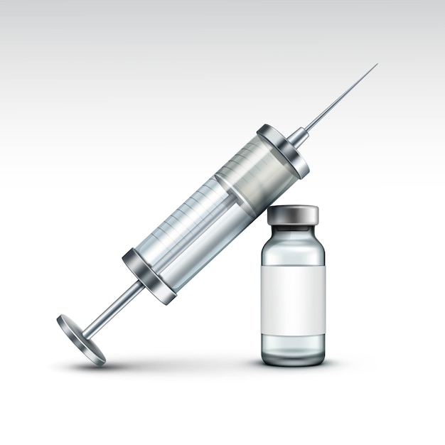 Vector Glass Medical Syringe Isolated on White